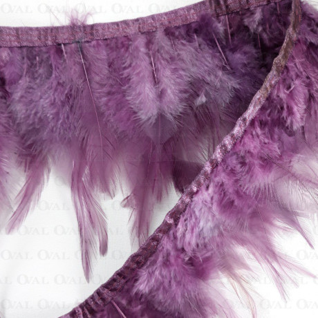 Feathers on ribbon, purple, 13 cm / 1 m, no. 3434