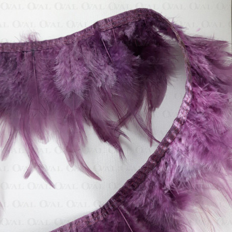 Feathers on ribbon, purple, 13 cm / 1 m, no. 3434