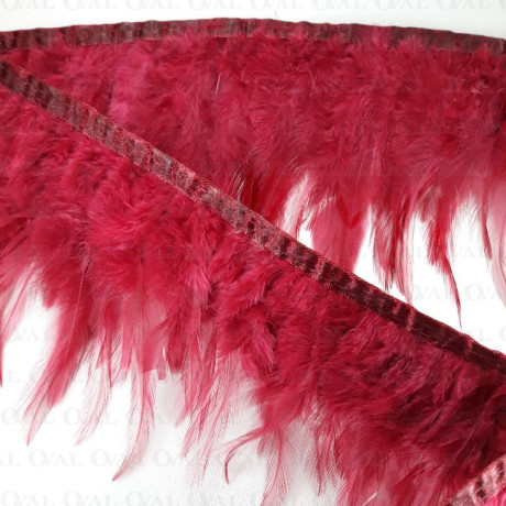 Feathers on burgundy tape 13cm/1y no. 3435