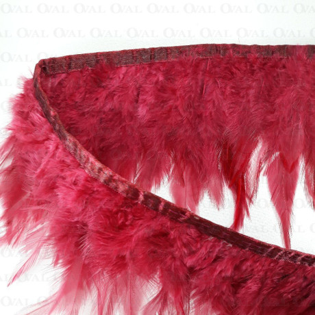 Feathers on burgundy tape 13cm/1y no. 3435