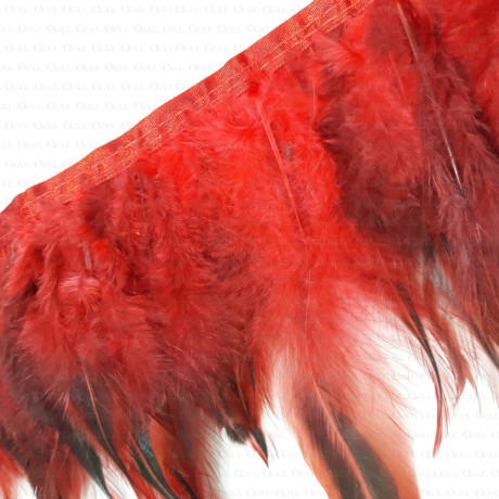 Feathers on tape 13cm /1y red and black 3439