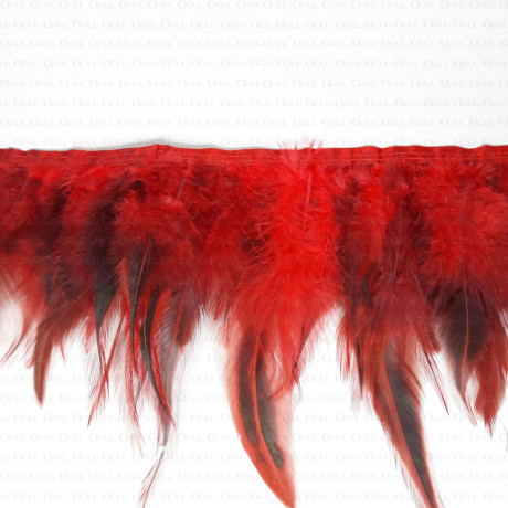 Feathers on tape 13cm /1y red and black 3439