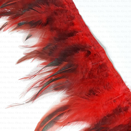 Feathers on tape 13cm /1y red and black 3439