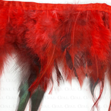 Feathers on tape 13cm /1y red and black 3439