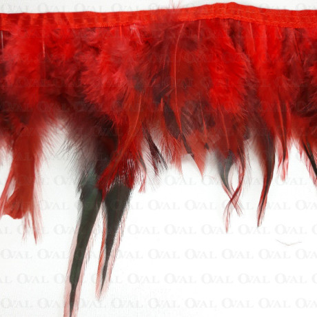 Feathers on tape 13cm /1y red and black 3439