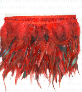 Feathers on tape 13cm /1y red and black 3439