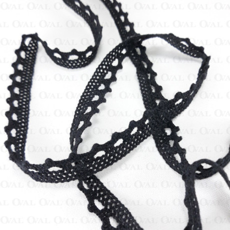 Koronka bawełniana  czerń 10mm/1 lub 25yard  3455