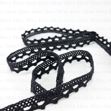 Koronka bawełniana  czerń 10mm/1 lub 25yard  3455