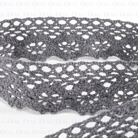 Cotton lace 25mm/1 or 25 yards grey 3520