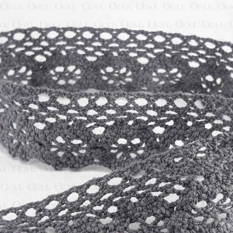 Cotton lace 25mm/1 or 25 yards grey 3520