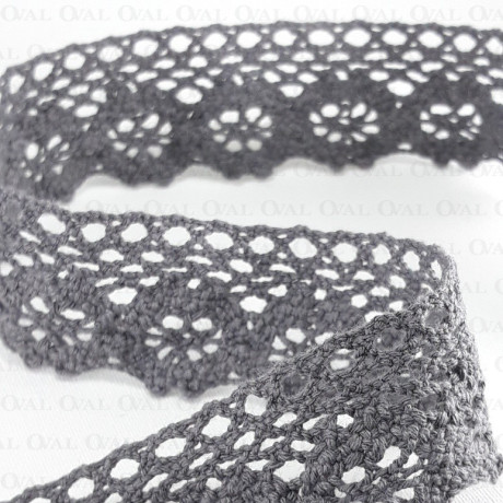 Cotton lace 25mm/1 or 25 yards grey 3520
