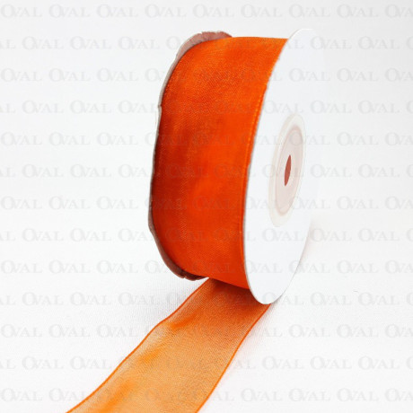 Tasiemka Szyfonowa 25mm/25y ciemny pomarańcz  3534