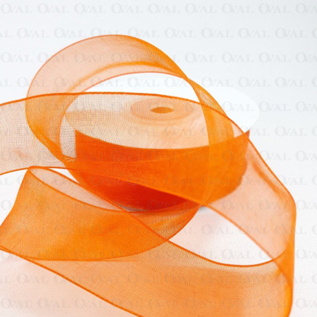 Tasiemka Szyfonowa 25mm/25y ciemny pomarańcz  3534