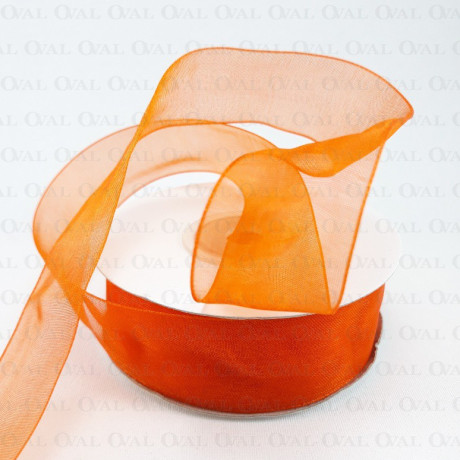 Tasiemka Szyfonowa 25mm/25y ciemny pomarańcz  3534