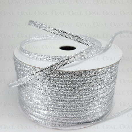 Decorative ribbon with lurex 3.5mm/50y silver 3545