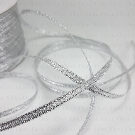 Decorative ribbon with lurex 3.5mm/50y silver 3545