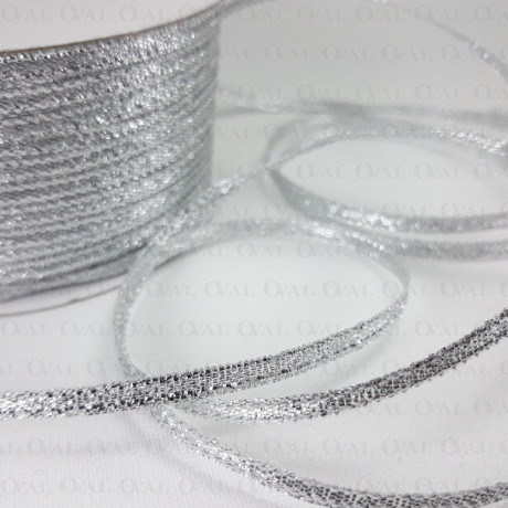 Decorative ribbon with lurex 3.5mm/50y silver 3545