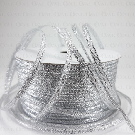 Decorative ribbon with lurex 3.5mm/50y silver 3545