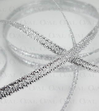 Decorative ribbon with lurex 3.5mm/50y silver 3545