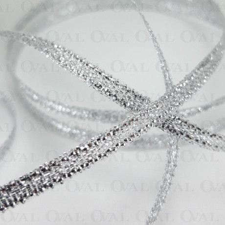Decorative ribbon with lurex 3.5mm/50y silver 3545