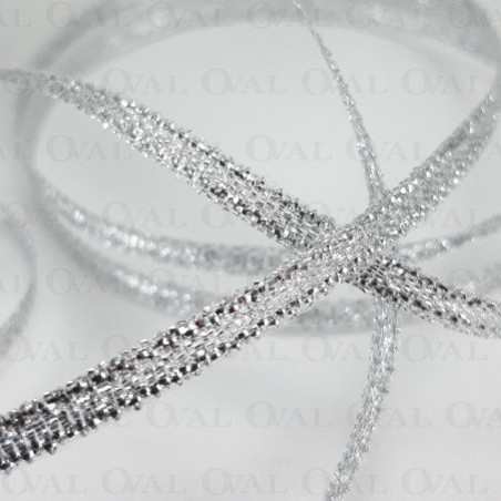 Decorative ribbon with lurex 3.5mm/50y silver 3545