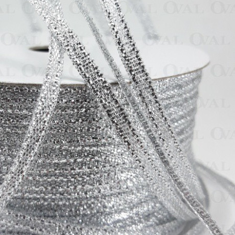 Decorative ribbon with lurex 3.5mm/50y silver 3545