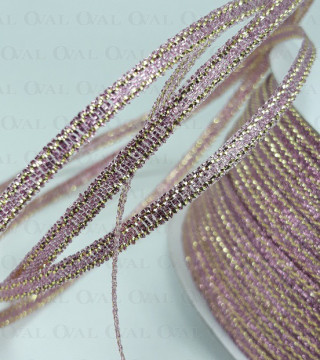 Wstążka ozdobna z lureksem 3,5mm/50y   róż  3550