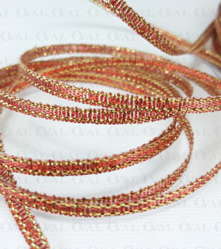 Wstążka ozdobna z lureksem 3,5mm/50y   rudy 3551