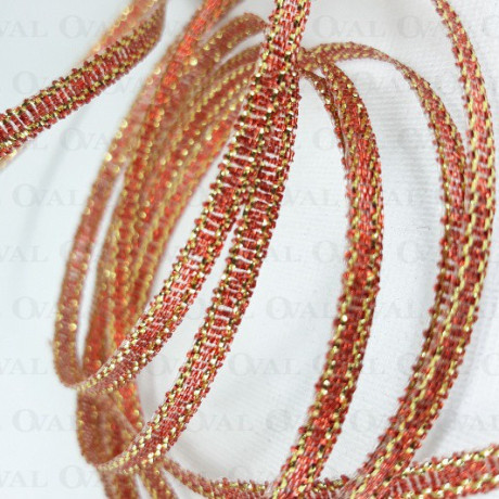 Wstążka ozdobna z lureksem 3,5mm/50y   rudy 3551