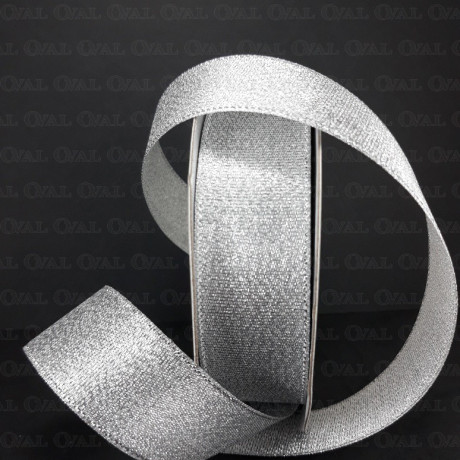 Decorative ribbon with lurex 25mm/25y silver 3554