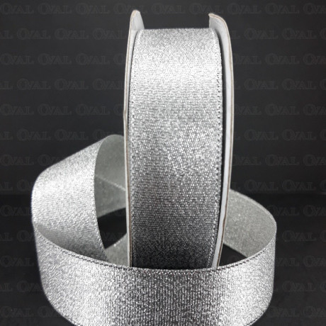 Decorative ribbon with lurex 25mm/25y silver 3554