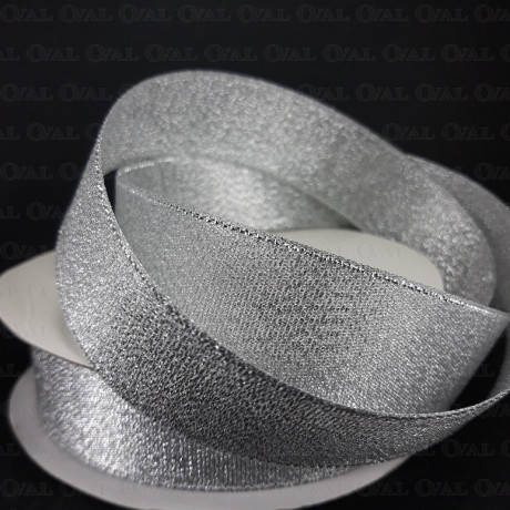 Decorative ribbon with lurex 25mm/25y silver 3554