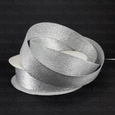 Decorative ribbon with lurex 25mm/25y silver 3554