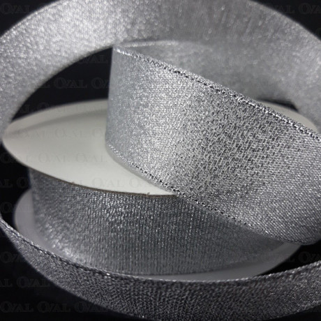 Decorative ribbon with lurex 25mm/25y silver 3554