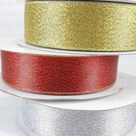 Decorative ribbon with lurex 25mm/25y silver 3554
