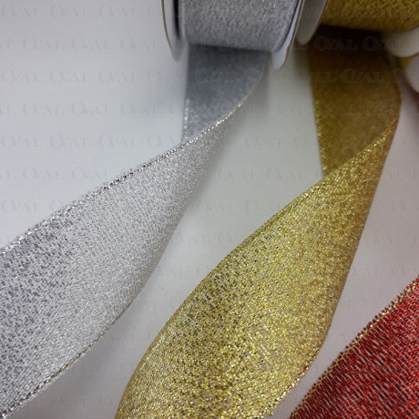 Decorative ribbon with lurex 25mm/25y silver 3554