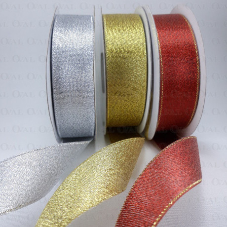 Decorative ribbon with lurex 25mm/25y silver 3554