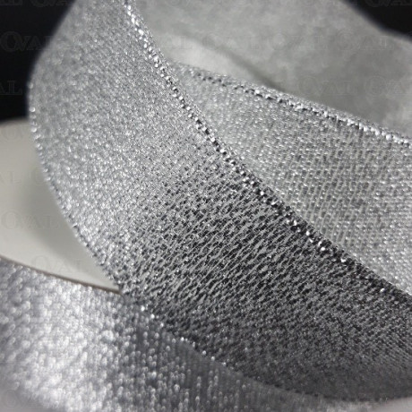 Decorative ribbon with lurex 25mm/25y silver 3554