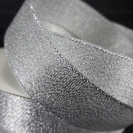 Decorative ribbon with lurex 25mm/25y silver 3554