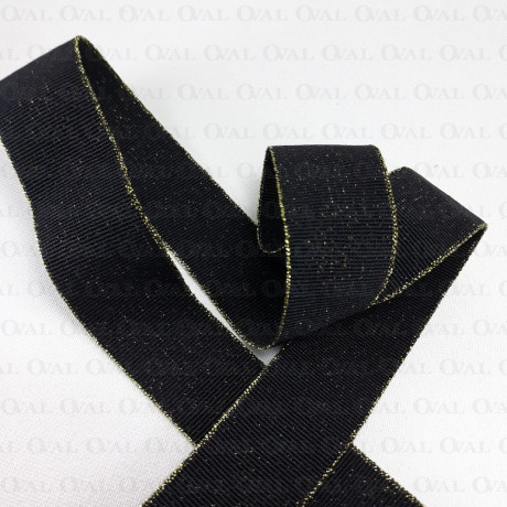 Decorative elastic 25mm/1m black and gold 2446