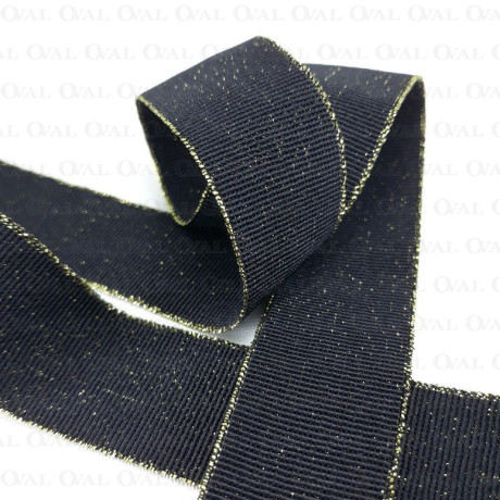 Guma ozdobna 25mm/1m czarno złota 2446