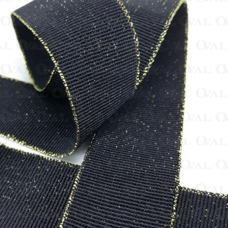 Decorative elastic 25mm/1m black and gold 2446