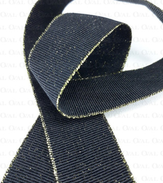 Guma ozdobna 25mm/1m czarno złota 2446