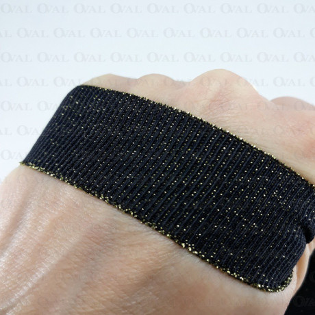 Guma ozdobna 25mm/1m czarno złota 2446