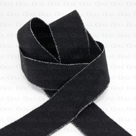 Decorative elastic 25mm/1m black and silver 2167