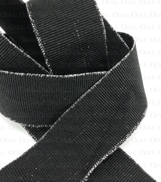 Guma ozdobna 25mm/1m czarno srebrna 2167