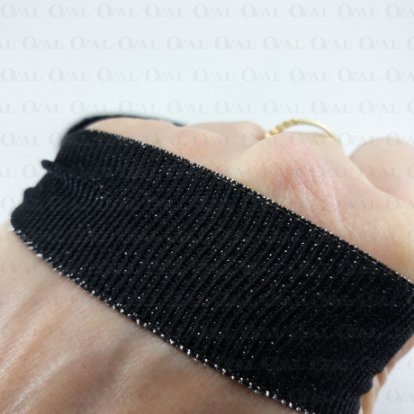 Decorative elastic 25mm/1m black and silver 2167