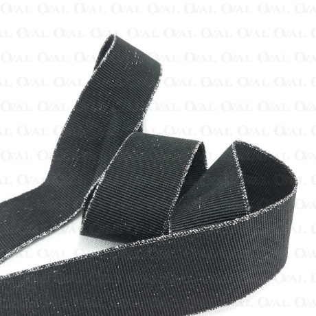 Decorative elastic 25mm/1m black and silver 2167