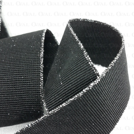Decorative elastic 25mm/1m black and silver 2167