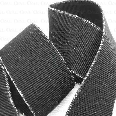 Decorative elastic 25mm/1m black and silver 2167